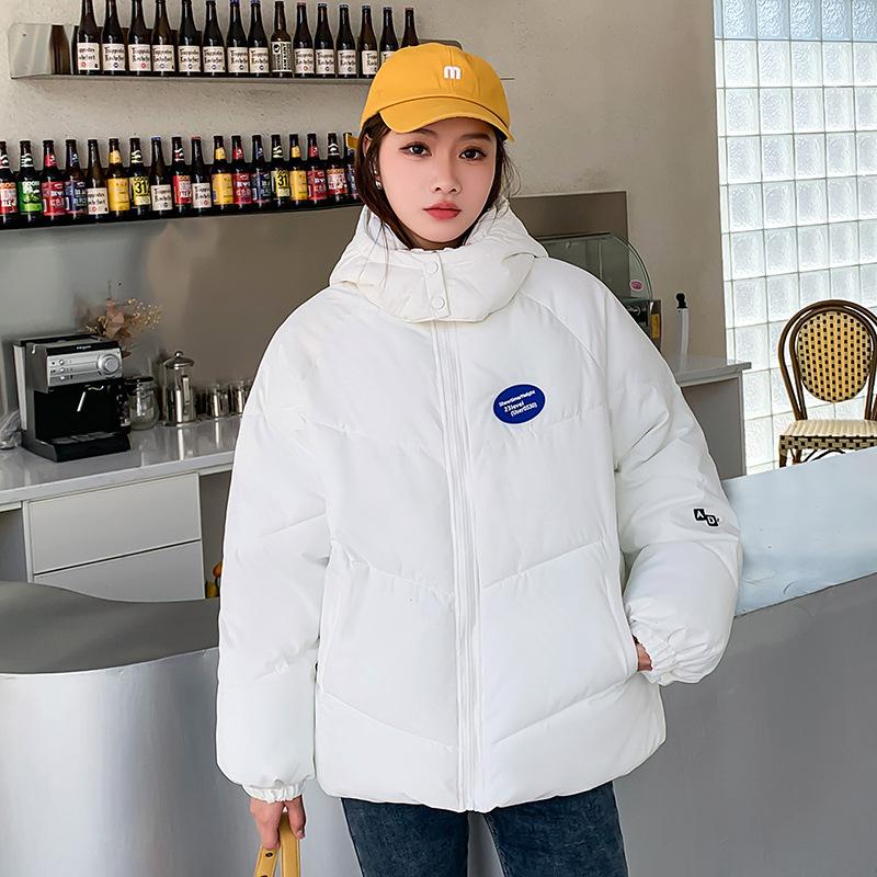

Short women s small winter hooded down thickened loose bread jacket S білий