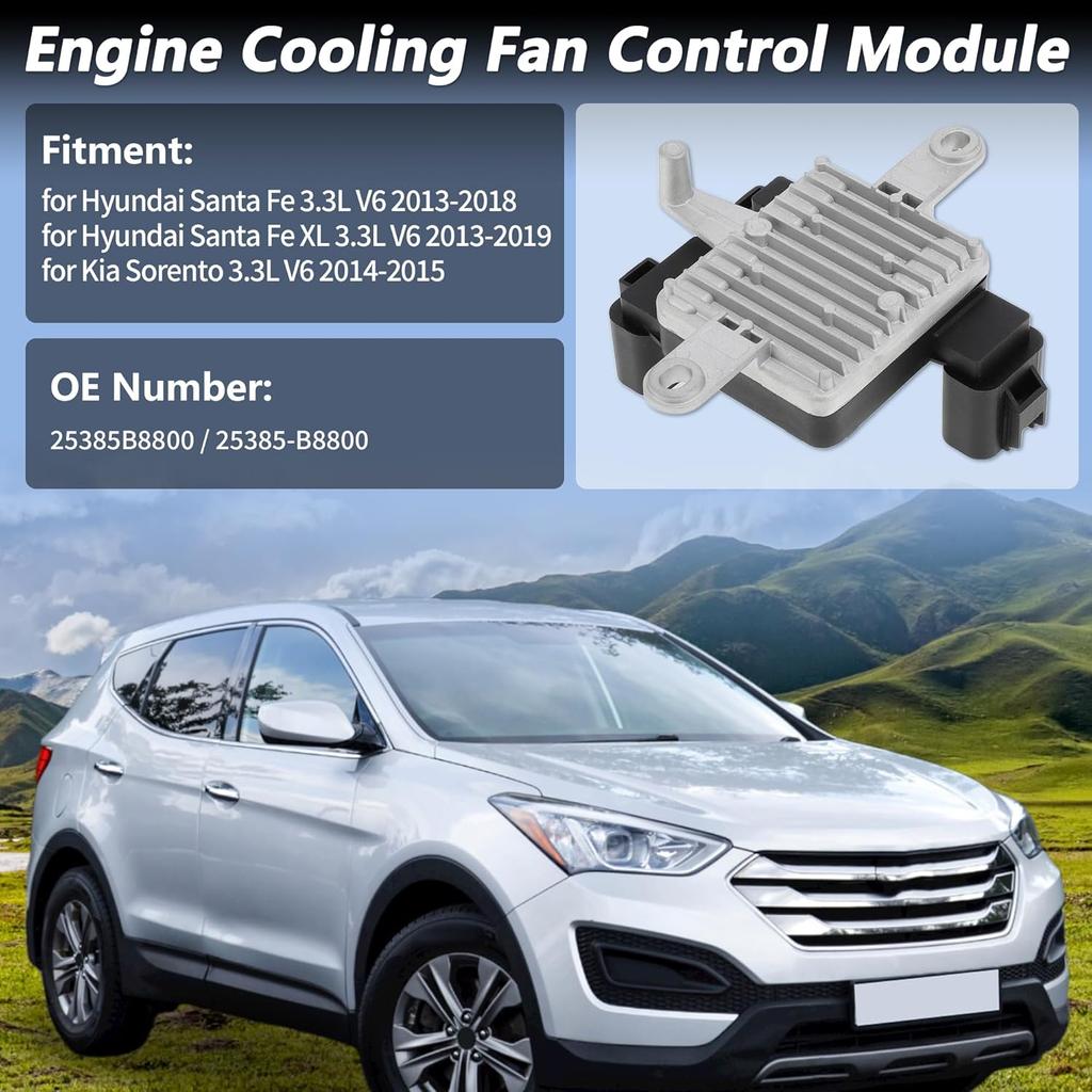 No.25385-B8800 Engine Cooling Fan Control Module for Hyundai Santa Fe 3.3L V6 2013-2018 Engine Cooling Fan Controller Resistor for Kia Sorento 3.3L