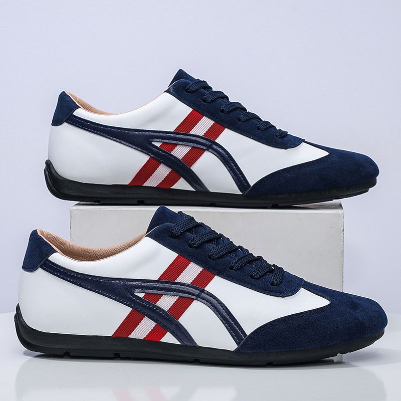 

Forrest Gump shoes Doudou shoes low-top board shoes leather surface anti-soft sole casual shoes student shoes British style 42 темно-синього кольору