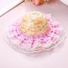 Cat Straw Hat Lace Ruffle Cute Bow Cat Sun Hat Elastic Strap Adjustable Retro Sun Hat for Cats Small Dogs Sun Protection Photo Prop