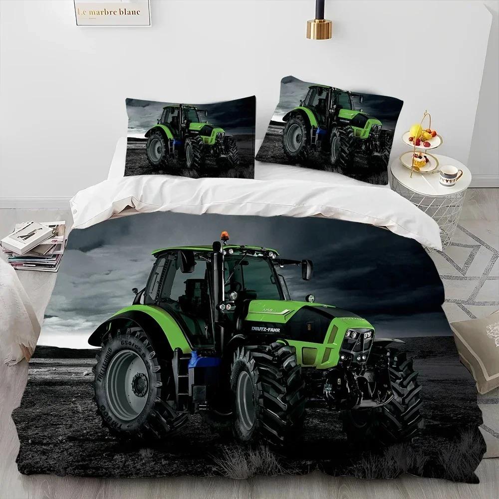 3D Auto Tractor Vrachtwagen Serie Beddengoed Set Slaapkamer Zacht Modern Dekbedovertrek Comfortabel Kinderen Jongeren Zacht Dekbedovertrek Comfortabele Dekbedovertrek En Kussensloop