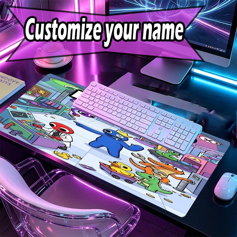 Custom Name Personalized Game Rainbow Friends Pattern Mousepad, Laptop PC Desk Mat, Decorative Desk Mat for Home Keyboard Pad Gift