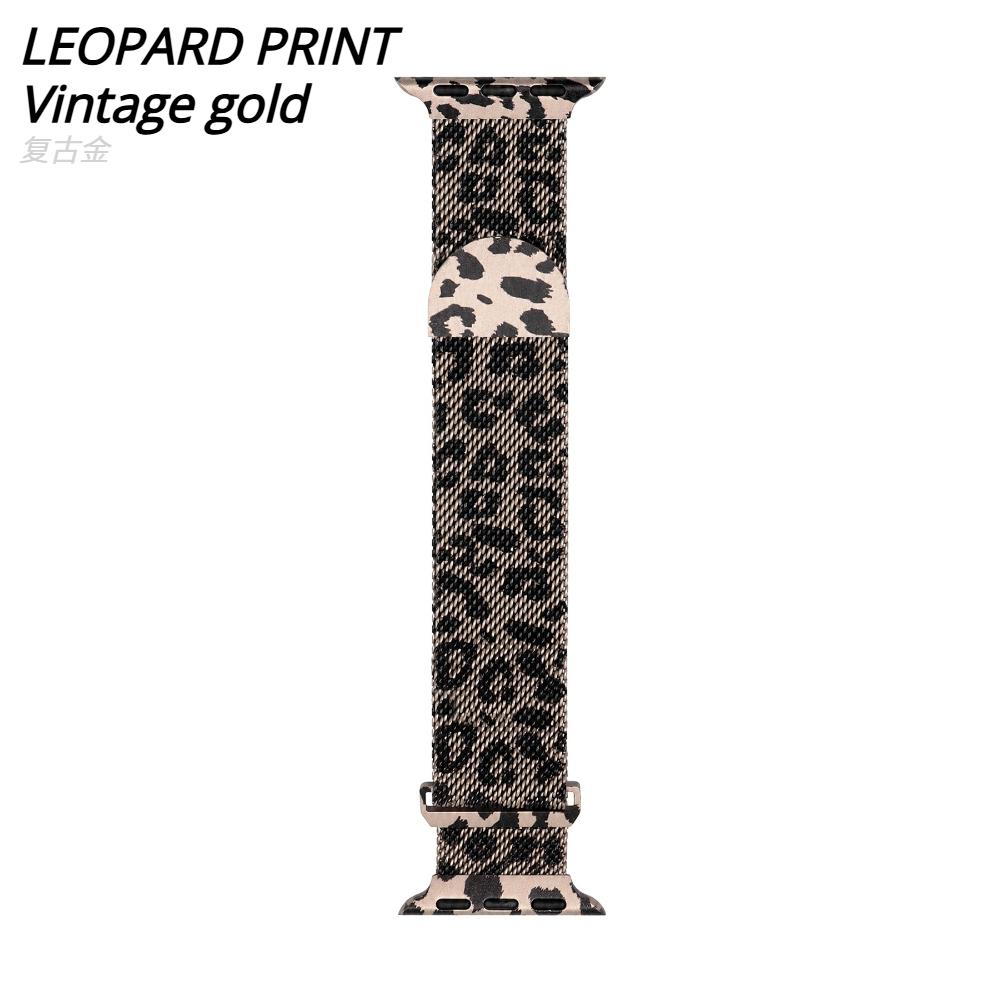 Milanese Loop strap For Apple watch band 46mm 45mm 44mm 40mm 41mm Leopard Print Magnetic bracelet for iWatch Series 11/10/9 8 7 6 SE3/Ultra 2 3 4 49mm