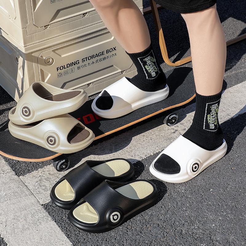 

Fashion new men s home teenager one-word drag stepping on shit feeling indoor home casual cool slippers 40-41 білий