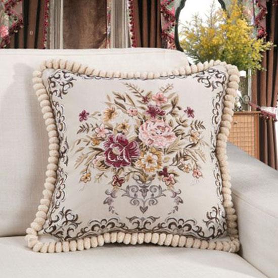 Washable Cushion Covers  European-style Printed Sofa Pillowcase Cover for  Living Room Car Pillow Cushion Lumbar Support Cover Removable