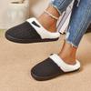 Gemütliche Strick-Schlupfschuhe für Damen, Warme einfarbige rutschfeste Hausschuhe für kalte Tage, Damenschuhe
