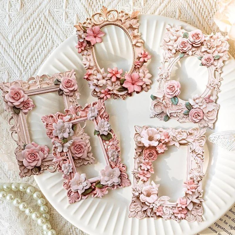 10 Pcs Hollowed Out Embossed Floral Series Decorative Paper Scrapbooking Handbook Journal Collage Aesthetic DIY Craft Supplies