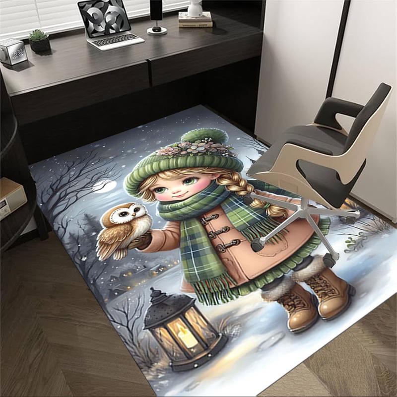 1PC girl winter Extra Large Non Slip Floor carpet, Office, family, Studio   Large Area Rug Indoor Rugs, Bold Statement Piece