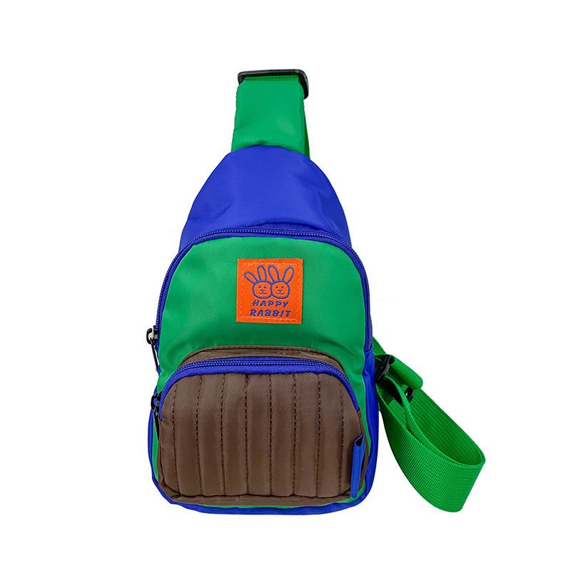 

Trendy Korean Style Unisex Kids Quilted Coin Purse Breathable Nylon Chest Bag With Color Block Design коричневий