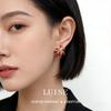 Bright fireworks slightly inlaid zircon enamel drop glaze burgundy s needle earrings 