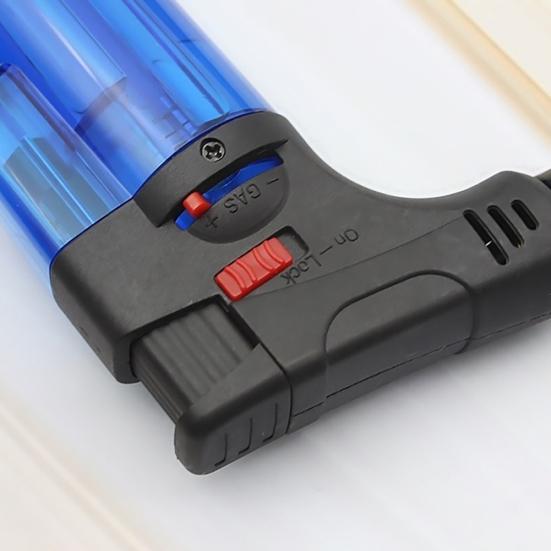 Kitchen Torch Windproof Refillable Plastic Security Lock Butane Torch for Camping