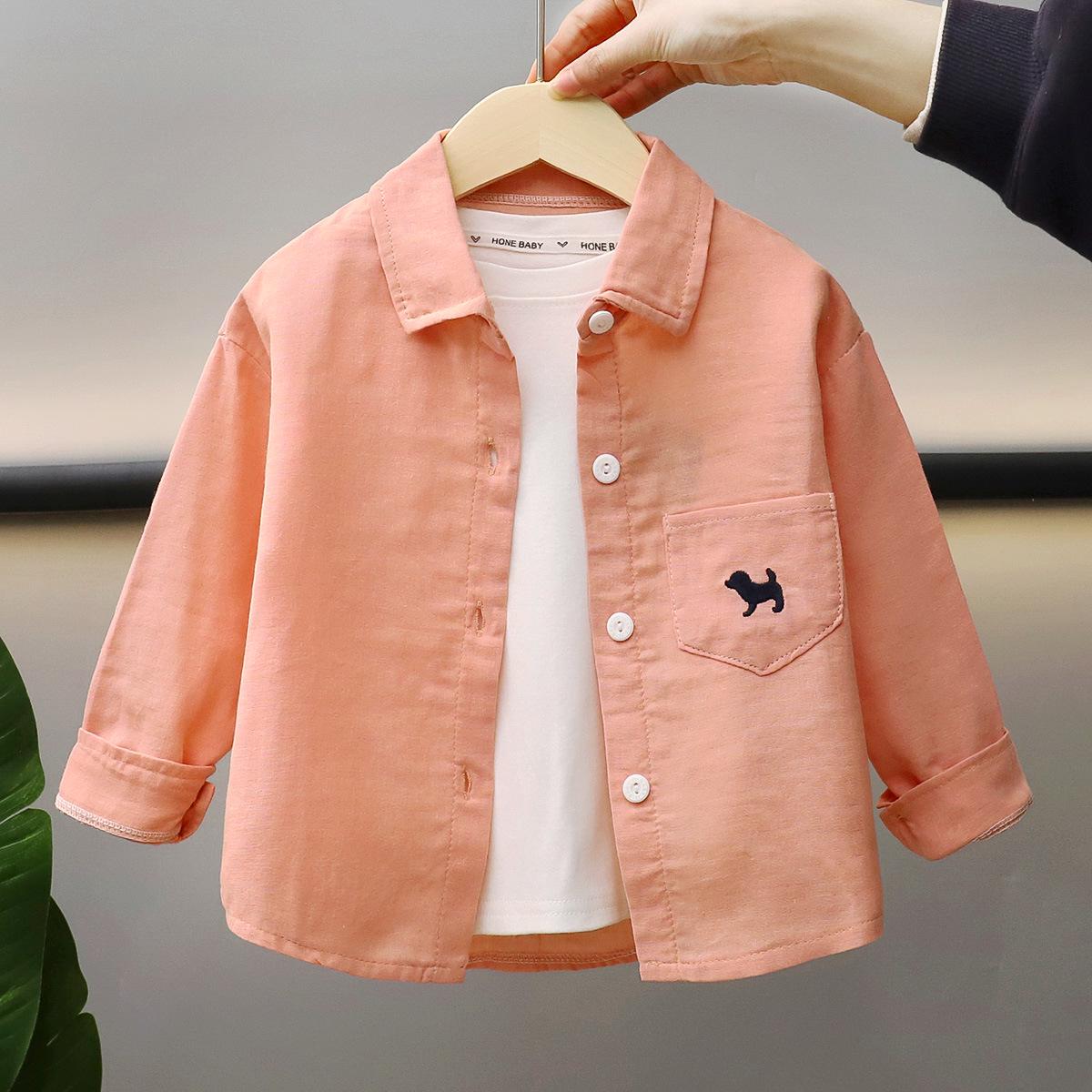 Children s Pure Cotton Long-Sleeved Shirt - Autumn Style Lapel Jacket for Boys and Girls 80 cm
