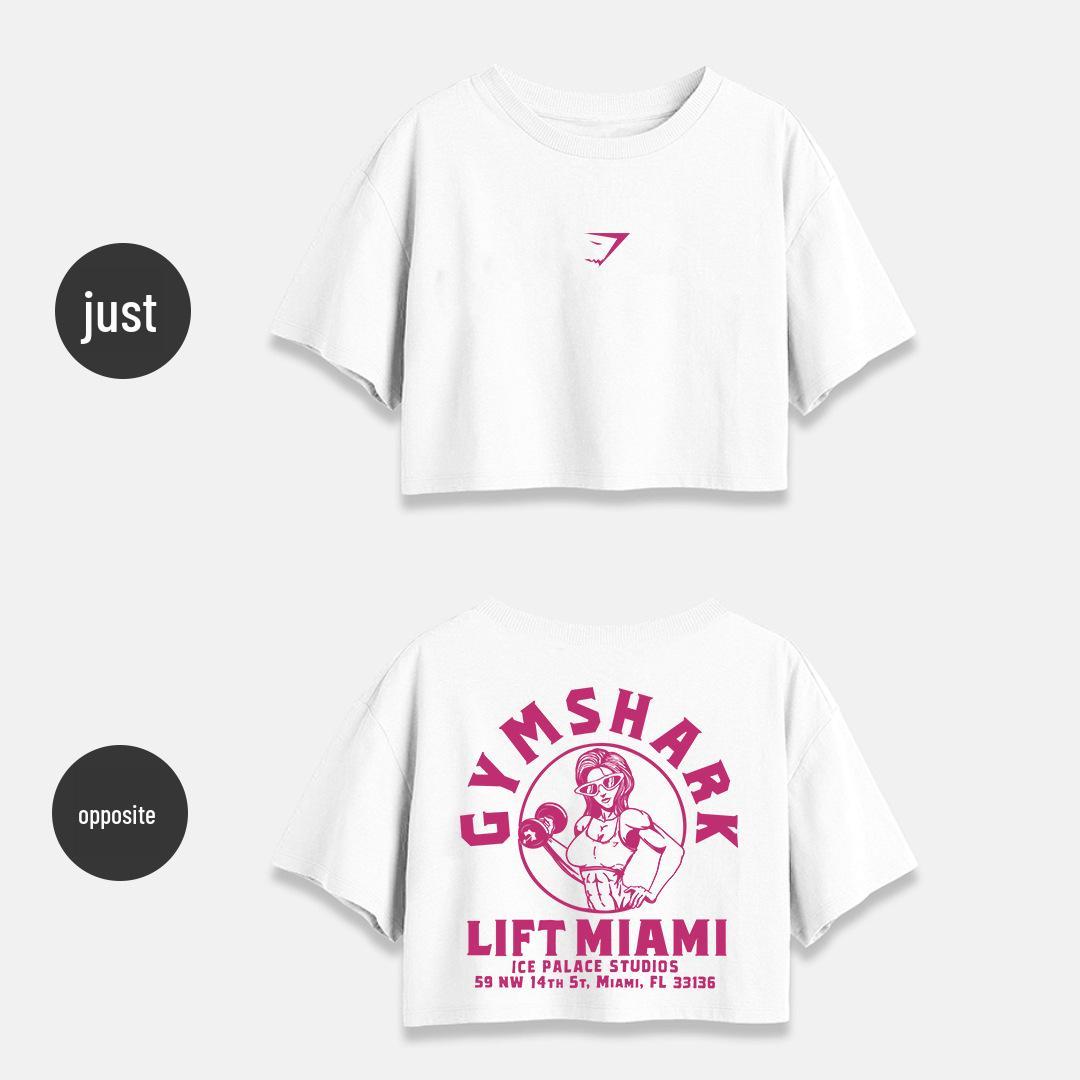 

Тяжелая хлопковая футболка с принтом акулы, круглым вырезом, свободного кроя, укороченная M (Recommended for 100-115 lbs)