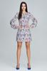 Short Dress With Long Sleeves In Floral Pattern - M596 Size L