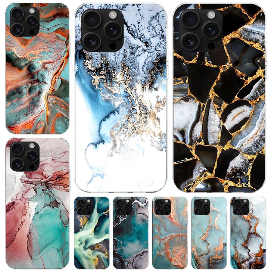Fashion Geometric Marble Soft Phone Case For IPhone 11 17 Air 16E 16 Pro Max 15 + 14 Plus 13 Mini 12 Apple 7 SE 8 Fundas Coque 1