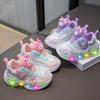 Girl's New Model Rotating Buckle Sports Shoes with Breathable Lights and Dad-style Design