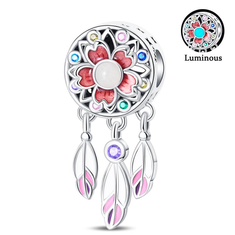 100% 925 Silver Best Wishes Shiny Dreamcatcher Net Series Charms Beads Fit 3mm Bracelets DIY Gift Fine Jewelry