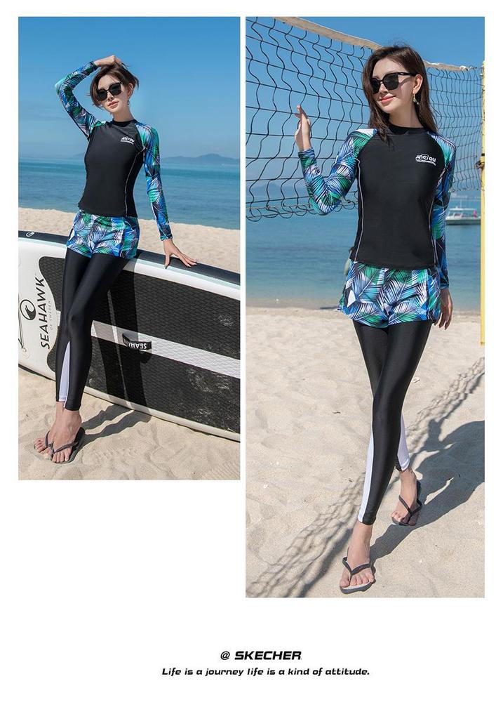 Unisex Sun Protection Long Sleeve Wetsuit Set for Snorkeling & Surfing