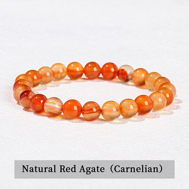 JD Natural Stone Beads Bracelet Amethyst Tiger Eye Crystal Quartz Agate Gem Beads Bangles Women Men Reiki Healling Jewelry Gift