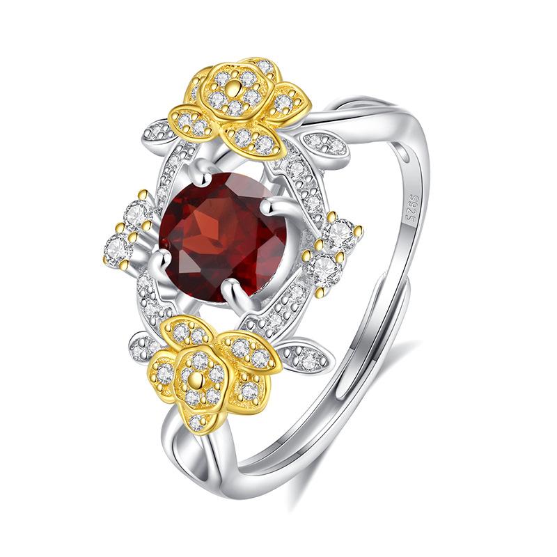 

Fashion design high sense natural crystal stone ring s925 sterling silver open ring women s wholesale fashion retro jewelry gift Adjustable opening