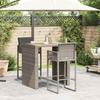 VidaXL Ensemble de bar de jardin 3 pcs et coussins gris résine tressée 3328897