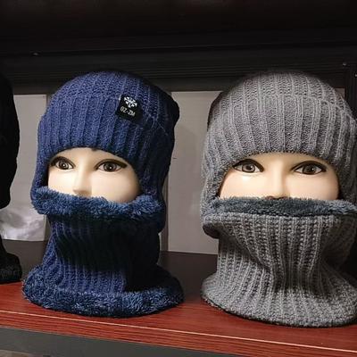 Wool Hat Men's Dad Ear Protection Hat Cycling Warm Thick Fleece Knitted Hat Scarf Middle Old Man Hat