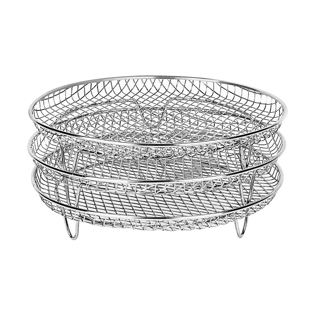 3 Layer Air Fryer Racks Stainless Steel Square Air Fryer Basket Tray Airfryer Oven Grill Steamer Cooker Home Kitchen Gadgets