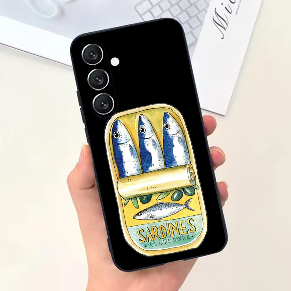 

Sardines Canned Phone Case For Samsung Galaxy A13,A21s,A22,A31,A32,A52,A53,A71,A80,Soft Black Shell Samsung a324g