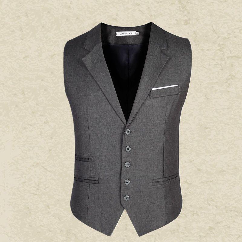 Men's Korean Style Slim Fit Men's Vest British Professional Suit Sleeveless V-neck Hairstylist Casual Business