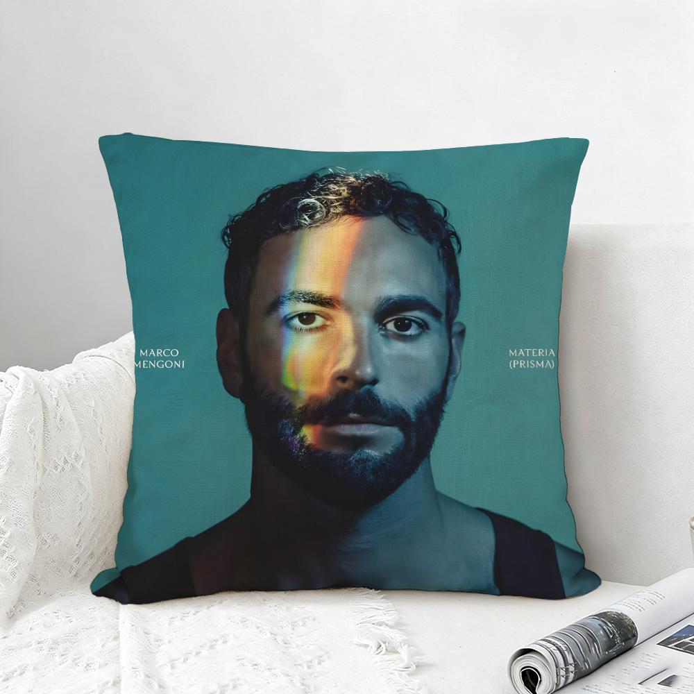 Rapper Marracash Cushion Cover Natural Linen Pillowcase Set AllinOne Decor for Sofa Bedroom  Chair
