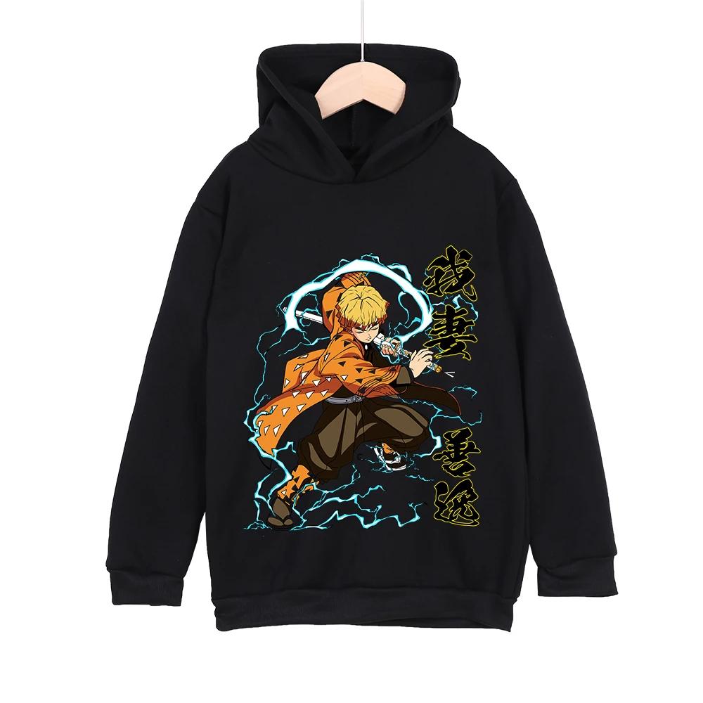 Demon Slayer Zenitsu Agatsuma Kids Hoodie Anime Graphic Print Boys Girls Casual Pullover Sweatshirt