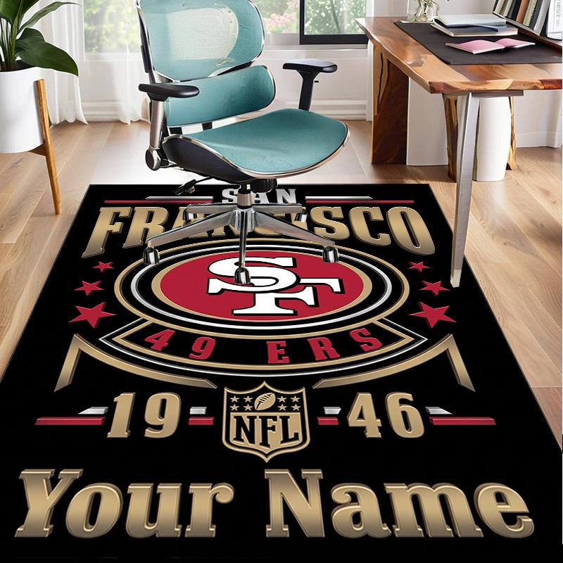 Custom Name Rug Vintage 49ers Football Area Rug Suitable for Indoor And Outdoor,Carpets for Homes, Offices,Living Rooms,Home Decor,Christmas Gift