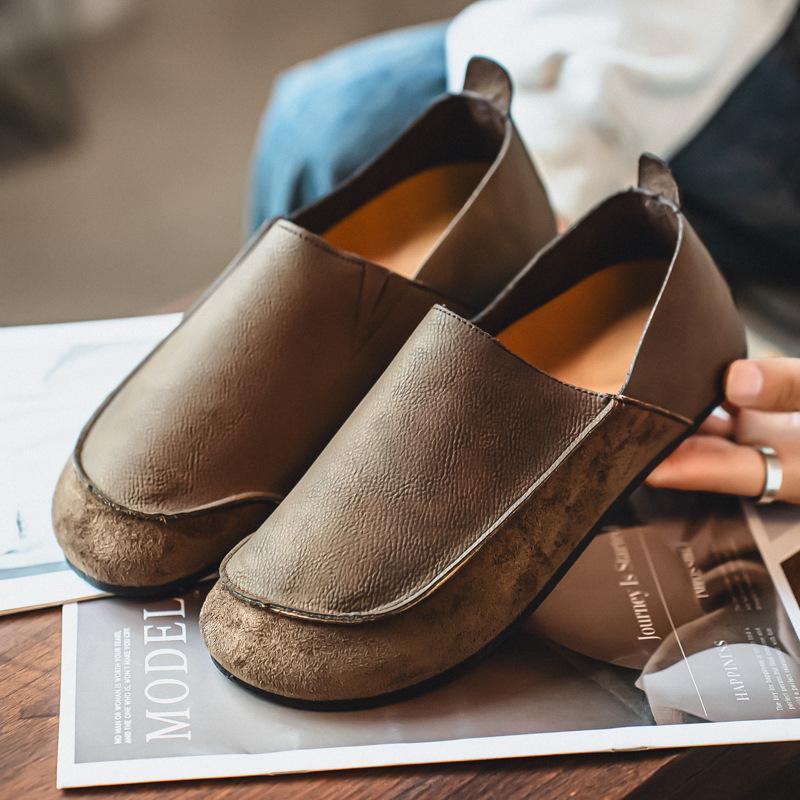 Flat Single Shoes Leather Shoes Business Casual Leather Shoes Casual Light Retro Lazy Shoes