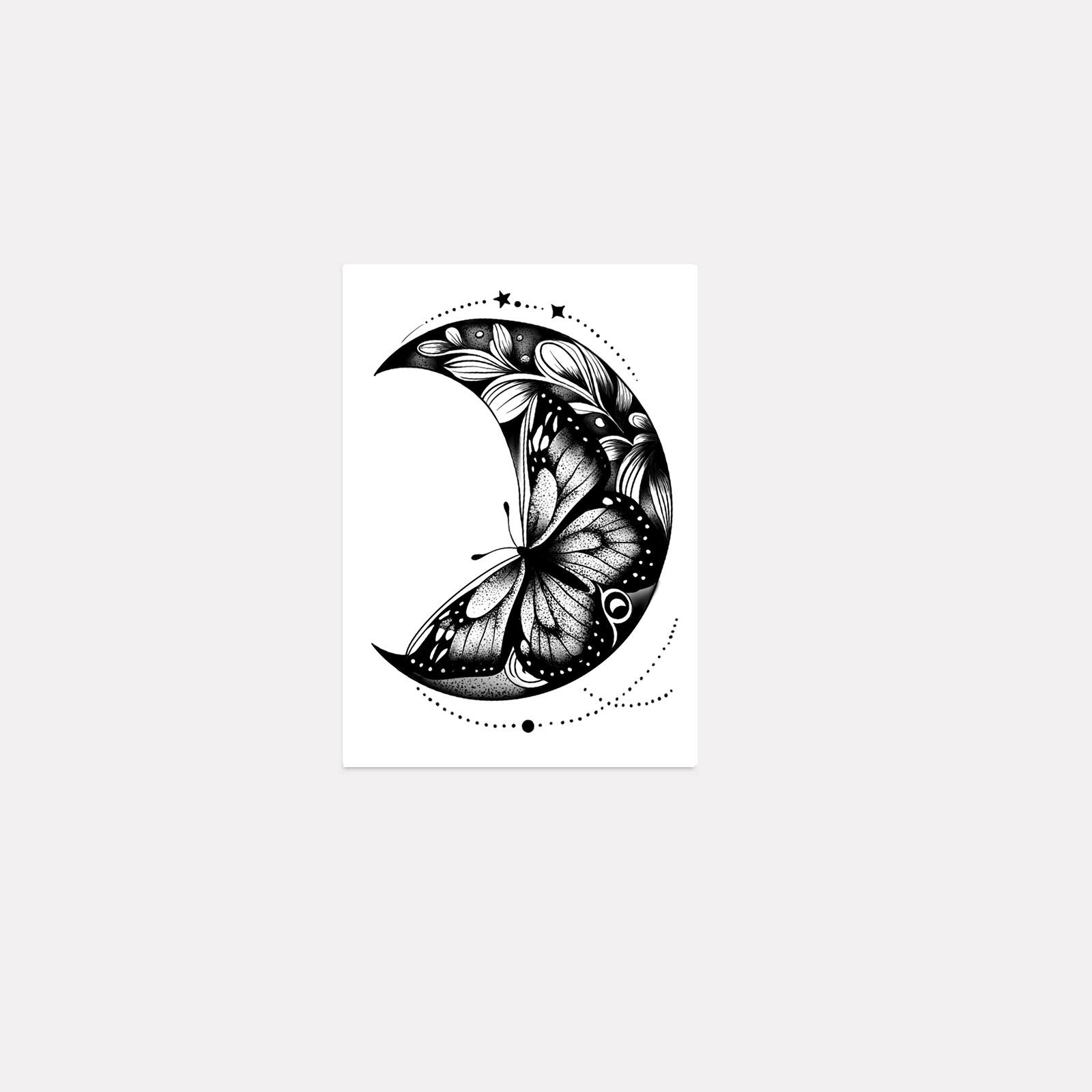

Premium Sense Y2K Dark Personality Butterfly Plain Flower Moon Totem Wrist Tattoo Sticker 7*10CM