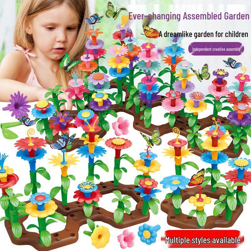 Children's Interlocking Flower Garden Building Blocks - DIY Assembly Toy Set