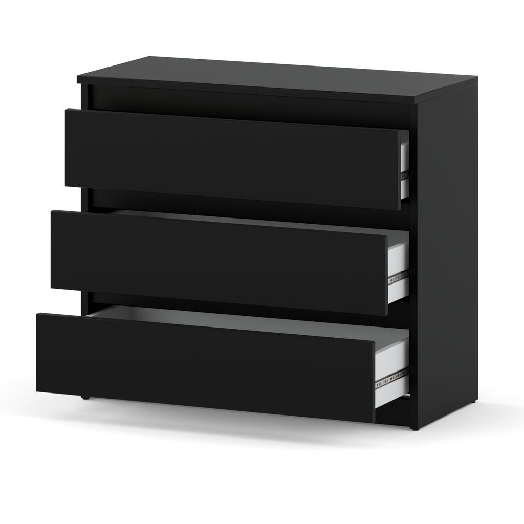 Black Chest Of Drawers 80 Cm 3 S Tv Cabinet Furniture For Living Room Bedroom