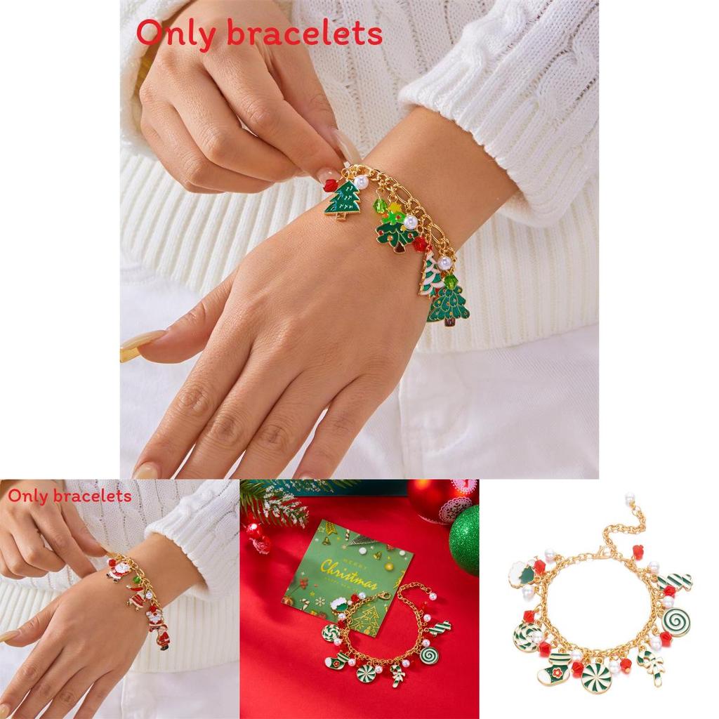 Christmas Santa Pendant Bracelets With Multicolor Candy Charms For Holiday Gift