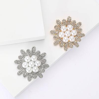 High-End Fashion Rhinestone Pearl Sunflower Brooch Exquisite And Versatile Women'S Clothing Corsage Jewelry Pin