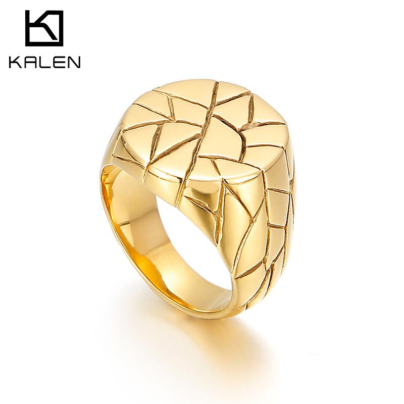 20mm Round Texture Trend Nordic Style Men's Stainless Steel Ring Stone Patterned Party Accessories Chunky Anillos Jewelry