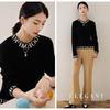 TUHUANG Women's Pure Wool Jacquard Knit Sweater