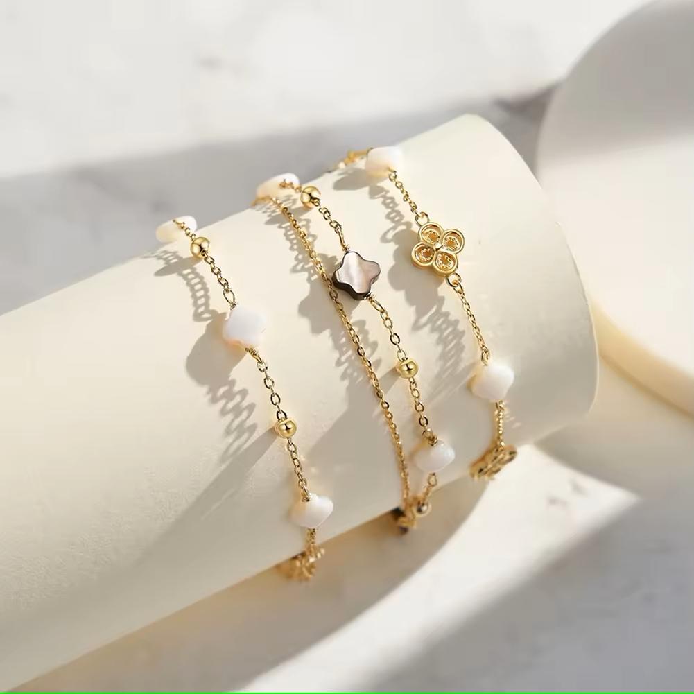 Fashion Bracelet Jewelry 925 Sterling Silver Clover Bracelet Chain for Women Charms Gold Plated Bracelet