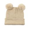 Core-Spun Yarn Double Pom-Pom Thick Knitted Hat for Autumn/Winter - Warm and Cute Style for Kids