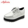 Aphixta Flat Platform Shoes Woman Lace-up 7cm Shoes Gingham Height Increaming Women's Shoes Ladies Plus Big Size 42