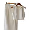 Pre-sale Autumn Arrival: Elegant White Vest Dress Set for Women