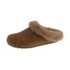 2025 Neue Pelz Damen Hausschuhe Flats Plateau Wildleder Winter Damen Schuhe Designer Leopardenmuster Rundzehen Plüsch Baumwolle Pantoletten