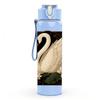1PC White Swan Lake Water Scene Print 750ml Color Plastic Sports Water Bottle Leakproof Flip Straw Lid Suitable for Sports Office Home Use