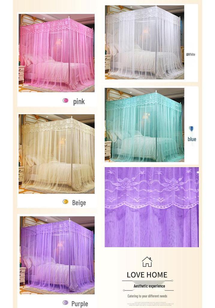 Princess Style Encrypted Mesh Mosquito Net for Home, Thickened Palace Design, Three-Door Net for 1.5m-1.8m Beds