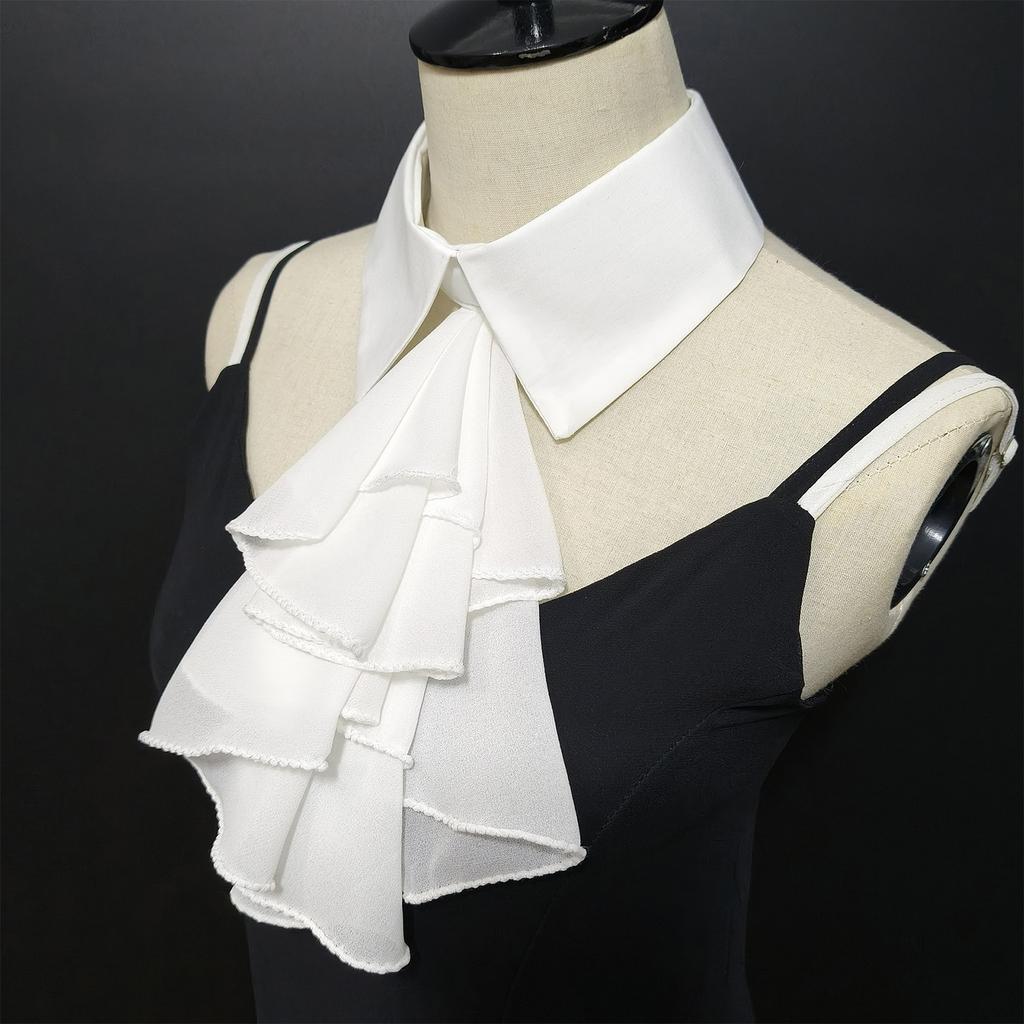 Fashion Detachable Shirt Collar Accessory Victorian Layered Ruffled Front Lapel False Collar Blouse Top for Women Favor