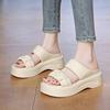 High-end thick-soled cool slippers for women's summer outer wear, new models, not tired feet to increase height, soft-soled beach one-word sandals
