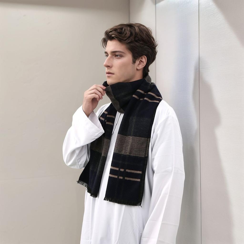 Wool Scarf for Women Men British Style Tartan Plaid Cashmere Scarves With Tassel Female Winter Warm Neck Scarf Shawl